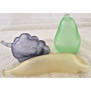 Vintage Viking Satin Art Frosted Glass Fruit Banana Grapes Pear Kitchen Decor